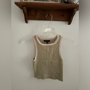 Striped Green and Cream Cropped Tank